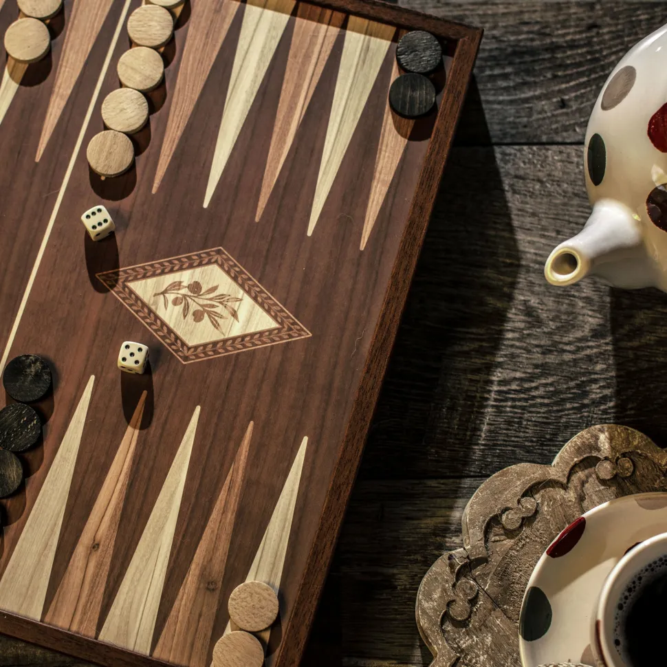 Manopoulou Hout>2 In 1 Combinatie - Schaakbord/ Backgammon (Large)