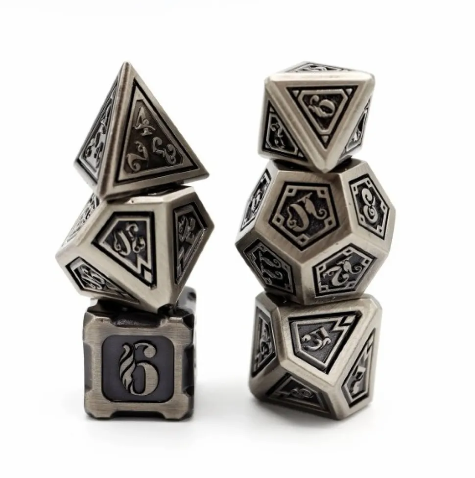 Foam Brain Dobbelstenen>Alchemist Metals Rpg Dice Set Iron (7) Reprint