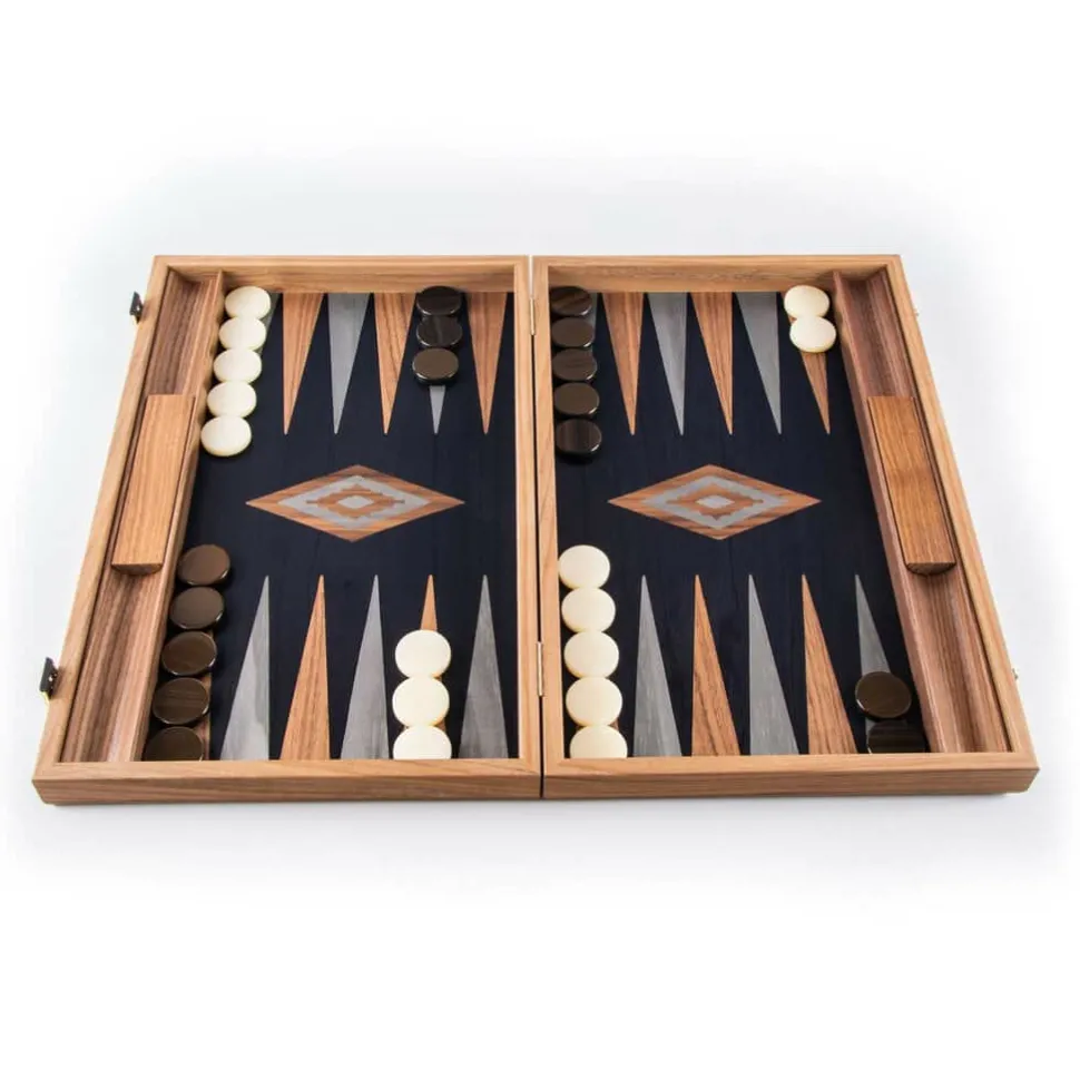 Manopoulou Hout>Backgammon American Walnut With Black Oak - Large