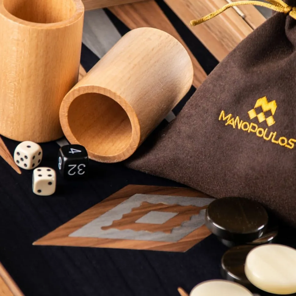 Manopoulou Hout>Backgammon American Walnut With Black Oak - Large