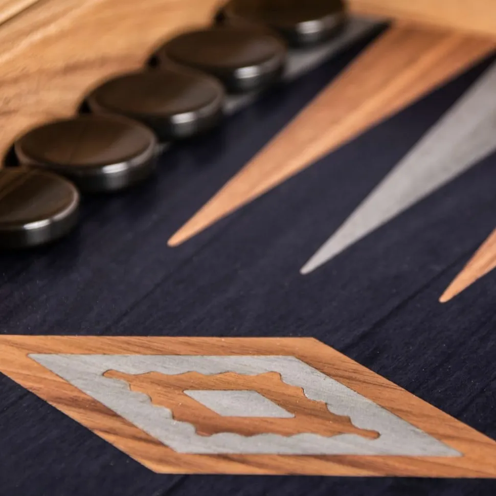 Manopoulou Hout>Backgammon American Walnut With Black Oak - Large