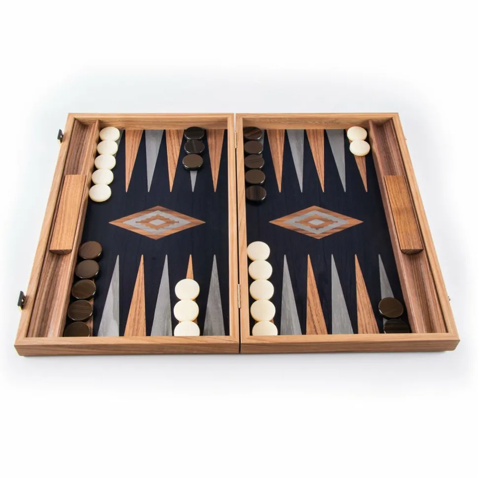 Manopoulou Hout>Backgammon American Walnut With Black Oak - Large