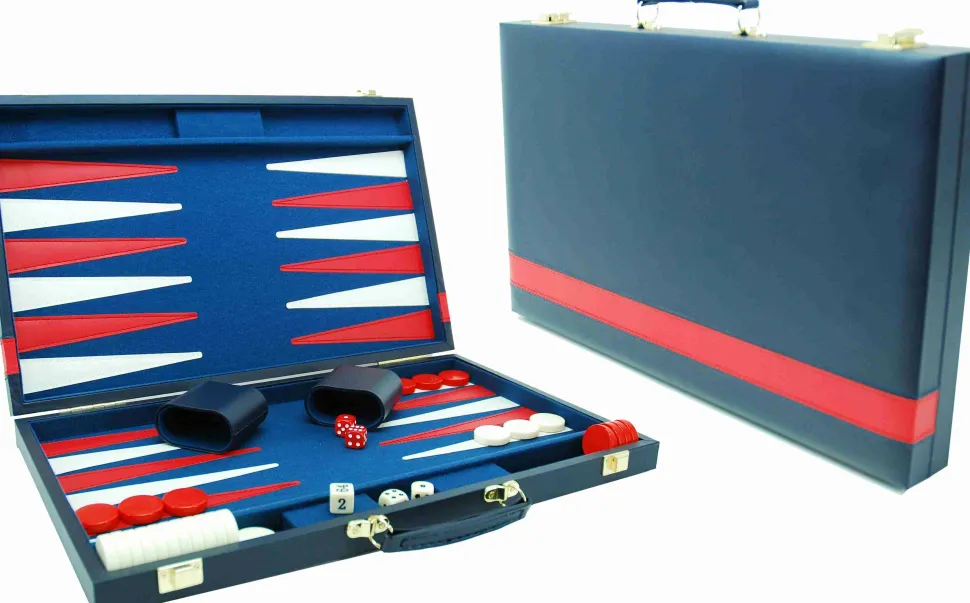 Hot Games Vinyl>Backgammon Blauw Met Rode Bies (38 Cm)
