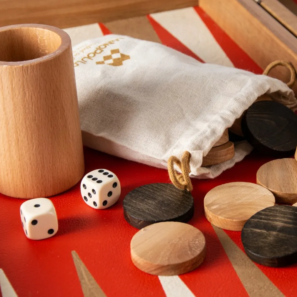 Manopoulou Hout>Backgammon: Cinnabar Red - Large
