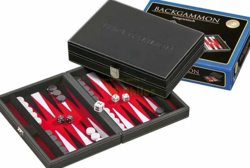 Philos Reisset>Backgammon Koffer Tinos Magnetisch (Rood)