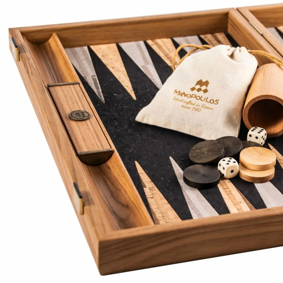 Manopoulou Hout>Backgammon Natural Cork - Medium