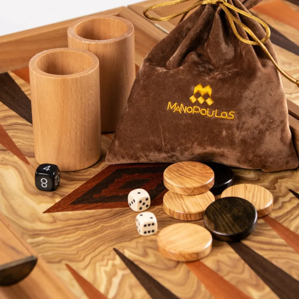 Manopoulou Hout>Backgammon: Olive Burl - Small