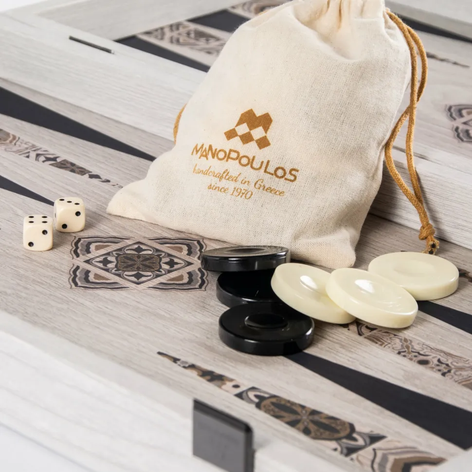Manopoulou Hout>Backgammon Printed-Moroccan Mosaic Art 48X26Cm