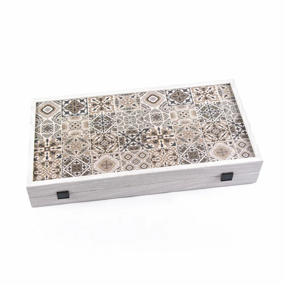 Manopoulou Hout>Backgammon Printed-Moroccan Mosaic Art 48X26Cm
