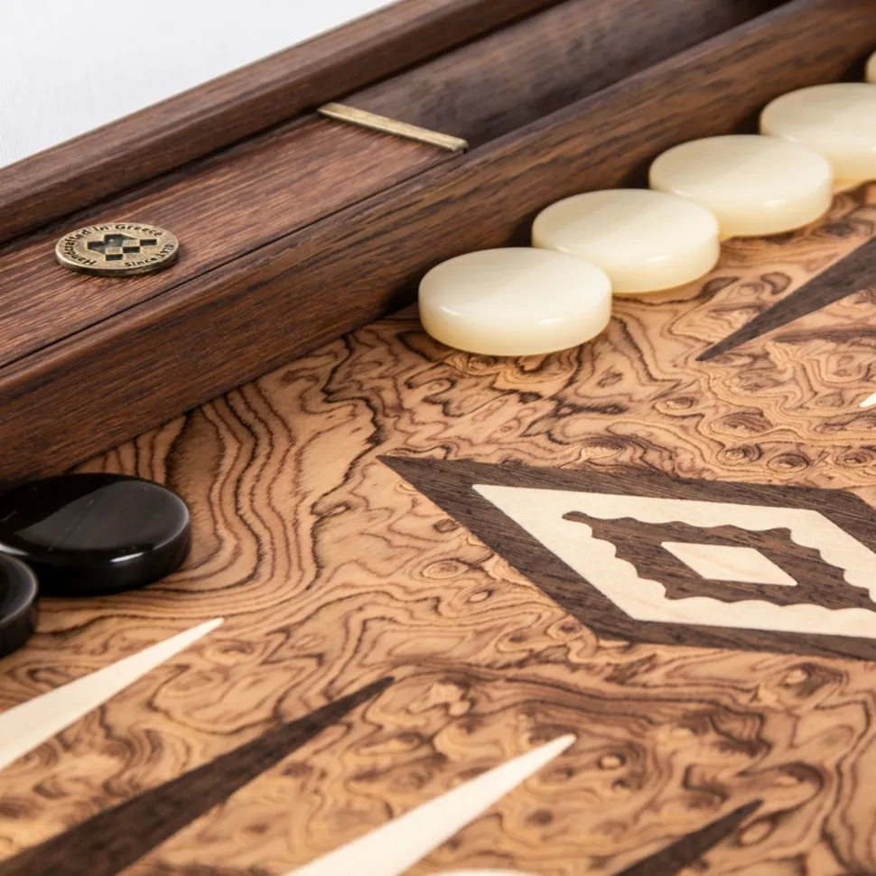Manopoulou Hout>Backgammon: Walnut Burl - Large