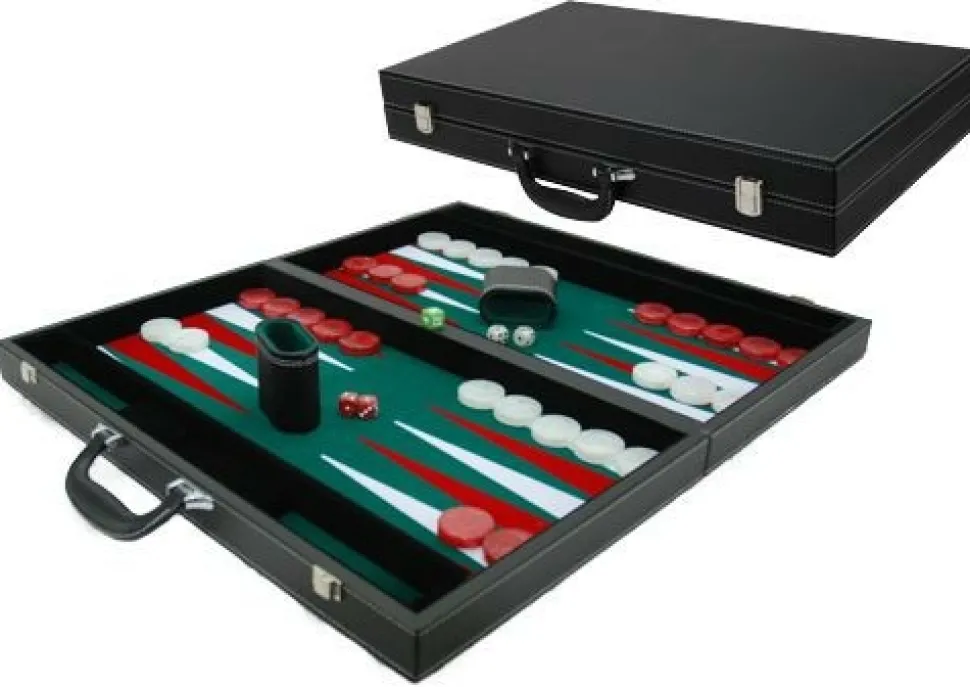 Hot Games Vilt>Backgammonkoffer Zwart/Groen Xl