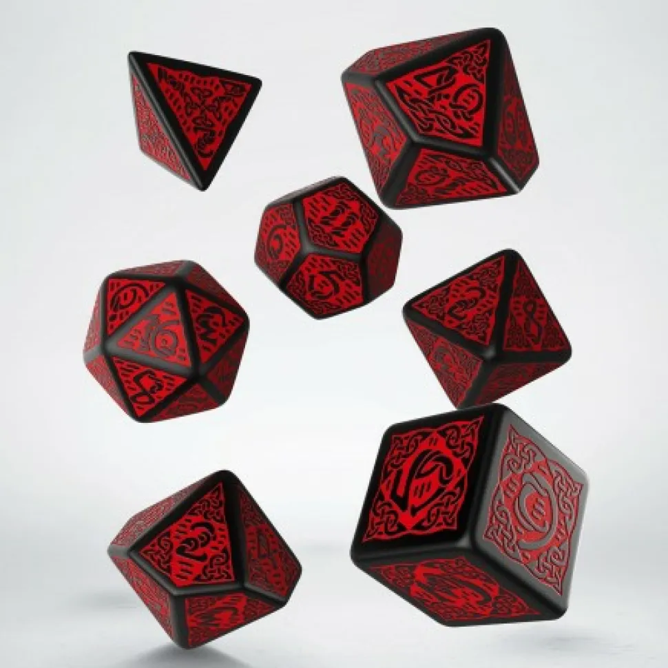 Q Workshop Dobbelstenen>Celtic Black & Red Dice Set