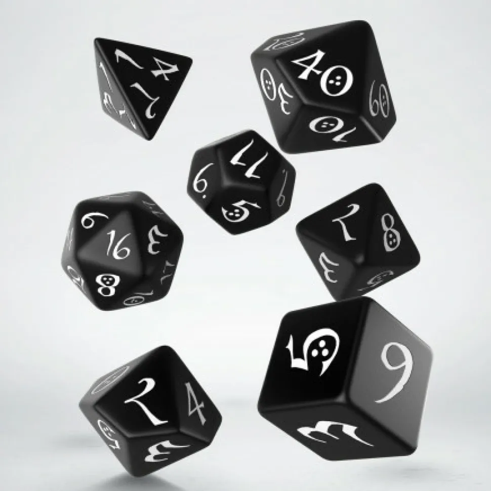 Q Workshop Dobbelstenen>Classic Rpg Black & White Dice Set (7)