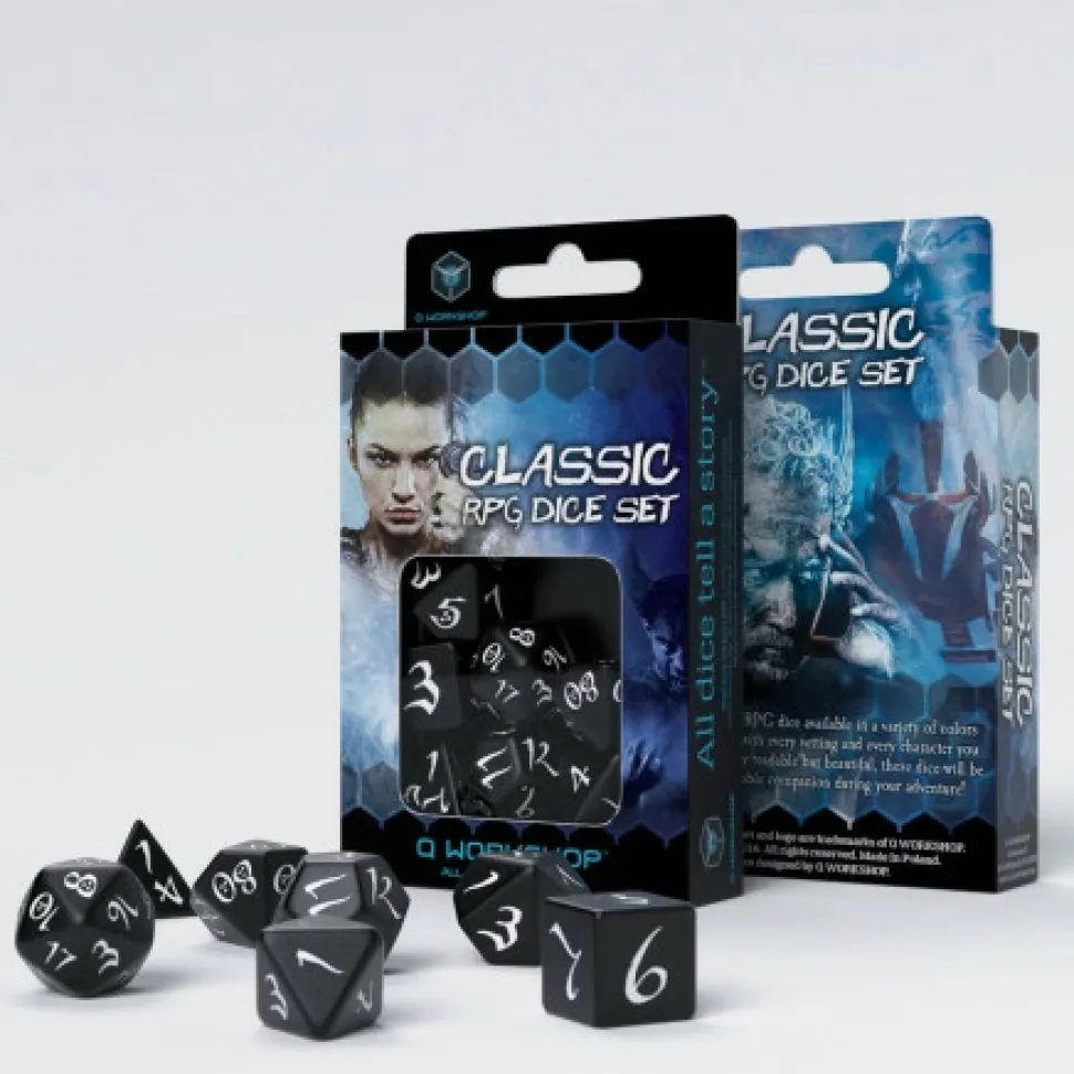 Q Workshop Dobbelstenen>Classic Rpg Black & White Dice Set (7)