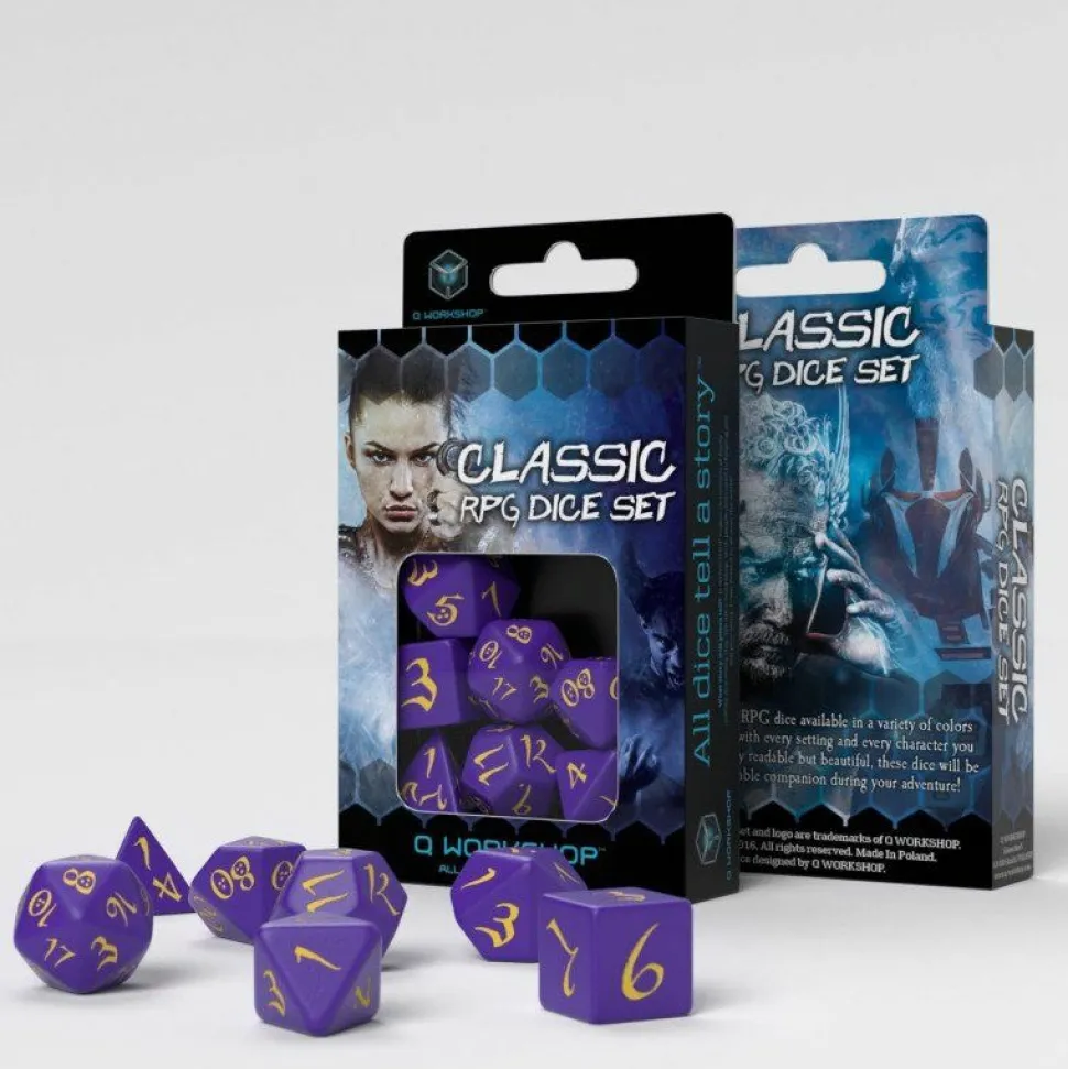 Q Workshop Dobbelstenen>Classic Rpg Purple & Yellow Dice Set (7)