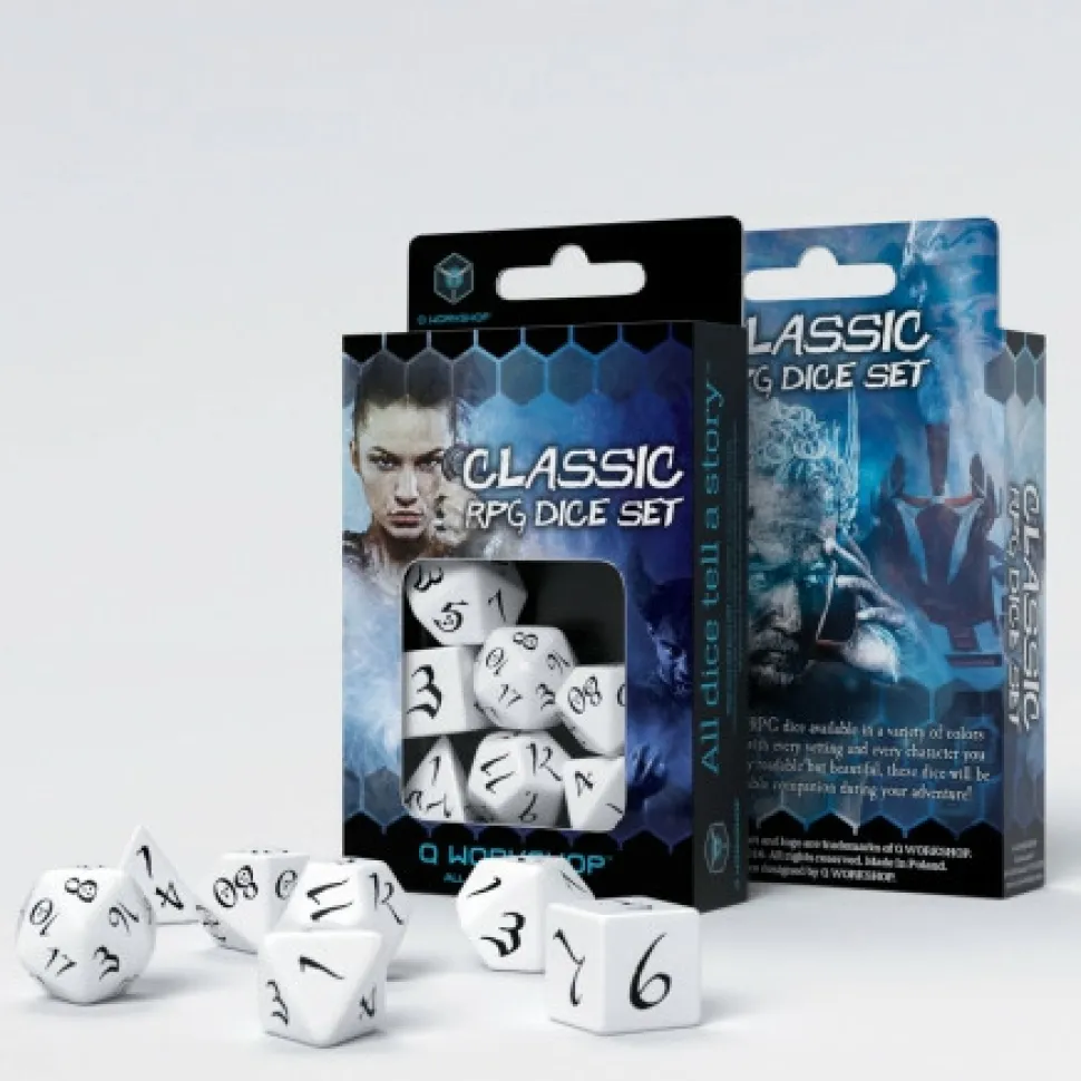 Q Workshop Dobbelstenen>Classic Rpg White & Black Dice Set (7)