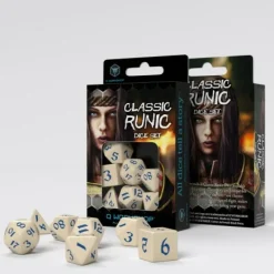Q Workshop Dobbelstenen>Classic Runic Beige & Blue Dice Set (7)