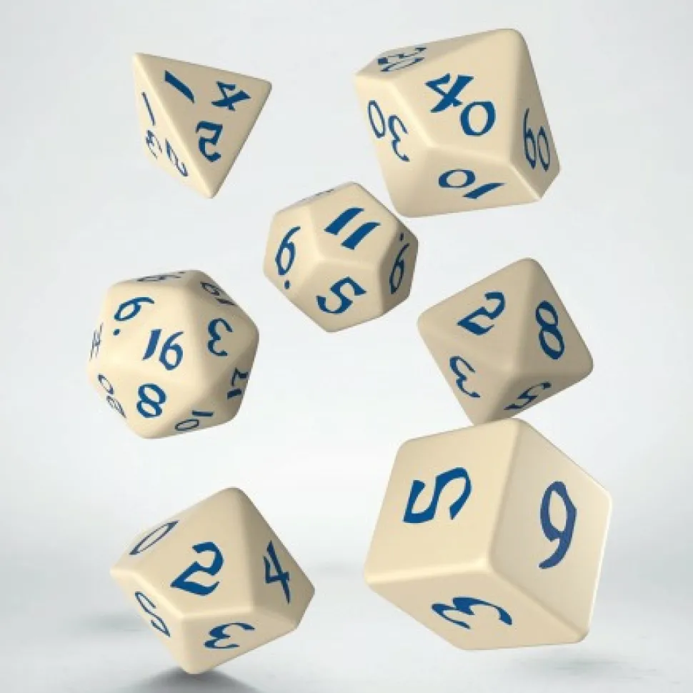 Q Workshop Dobbelstenen>Classic Runic Beige & Blue Dice Set (7)