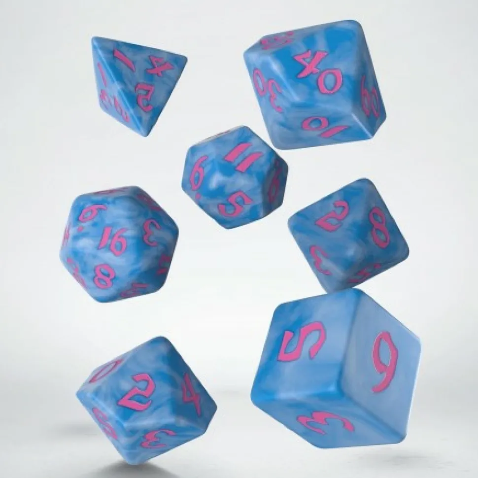 Q Workshop Dobbelstenen>Classic Runic Glacier & Pink Dice Set (7)