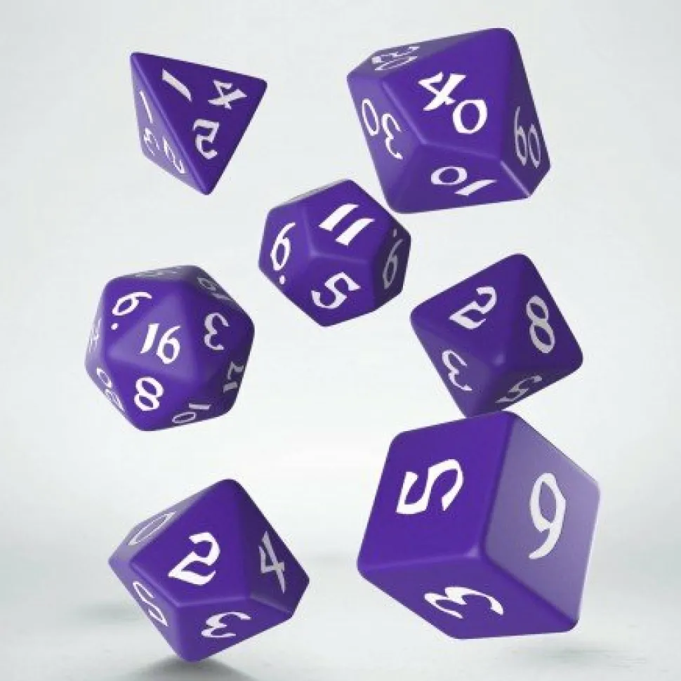 Q Workshop Dobbelstenen>Classic Runic Purple & White Dice Set (7)