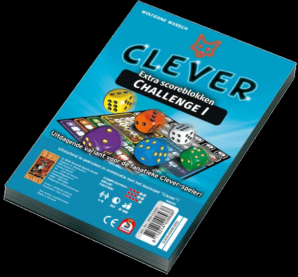 999 Games Dobbelspellen>Clever Challenge 1 Scoreblok - Dobbelspel