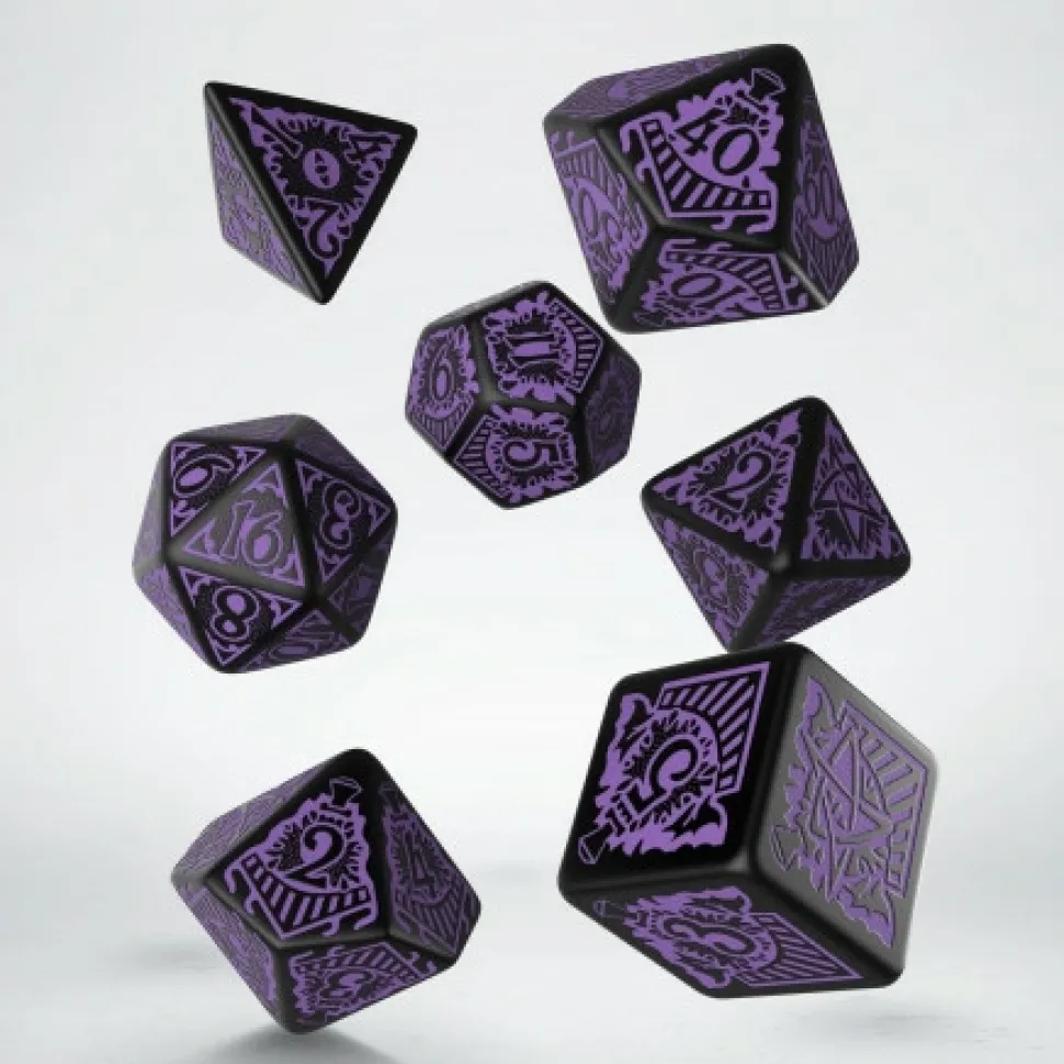 Q Workshop Dobbelstenen>Coc Horror On The Orient Express Black & Purple Dice Set (7)