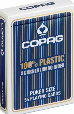 Cartamundi Speelkaarten>Copag 100% Plastic Jumbo Face 4 Index Blauw