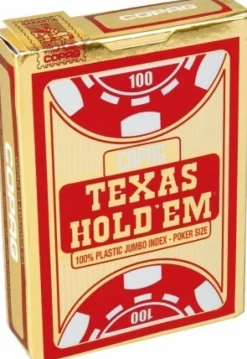 Copag Speelkaarten> - Texas Hold'Em Gold - Jumbo Face - 2 Index - Tbx Red