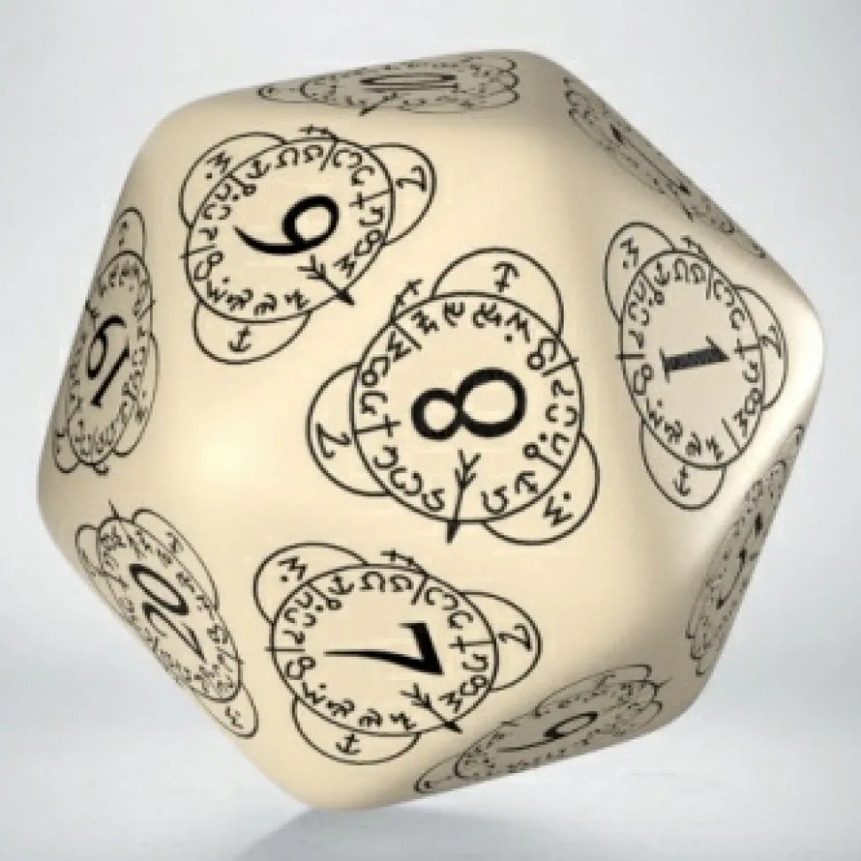 Q Workshop Dobbelstenen>D20 Level Counter Beige & Black Die (1)