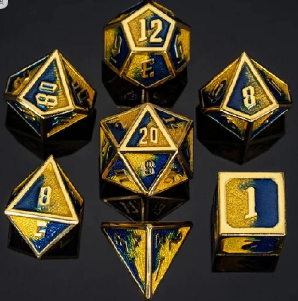 Hymgho Dobbelstenen>Draconis Gold W/Yellow & Black Enamel Dice Set (7)