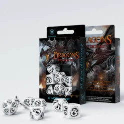 Q Workshop Dobbelstenen>Dragons White & Black Dice Set (7)