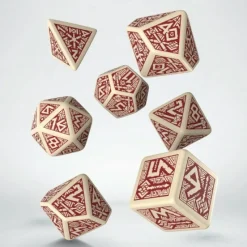 Q Workshop Dobbelstenen>Dwarven Beige & Burgundy Dice Set (7)