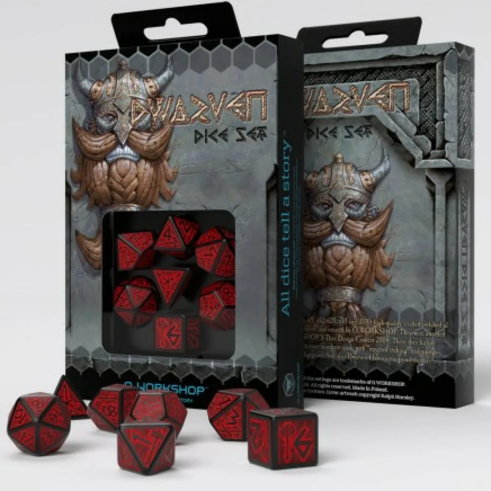 Q Workshop Dobbelstenen>Dwarven Black & Red Dice Set (7)