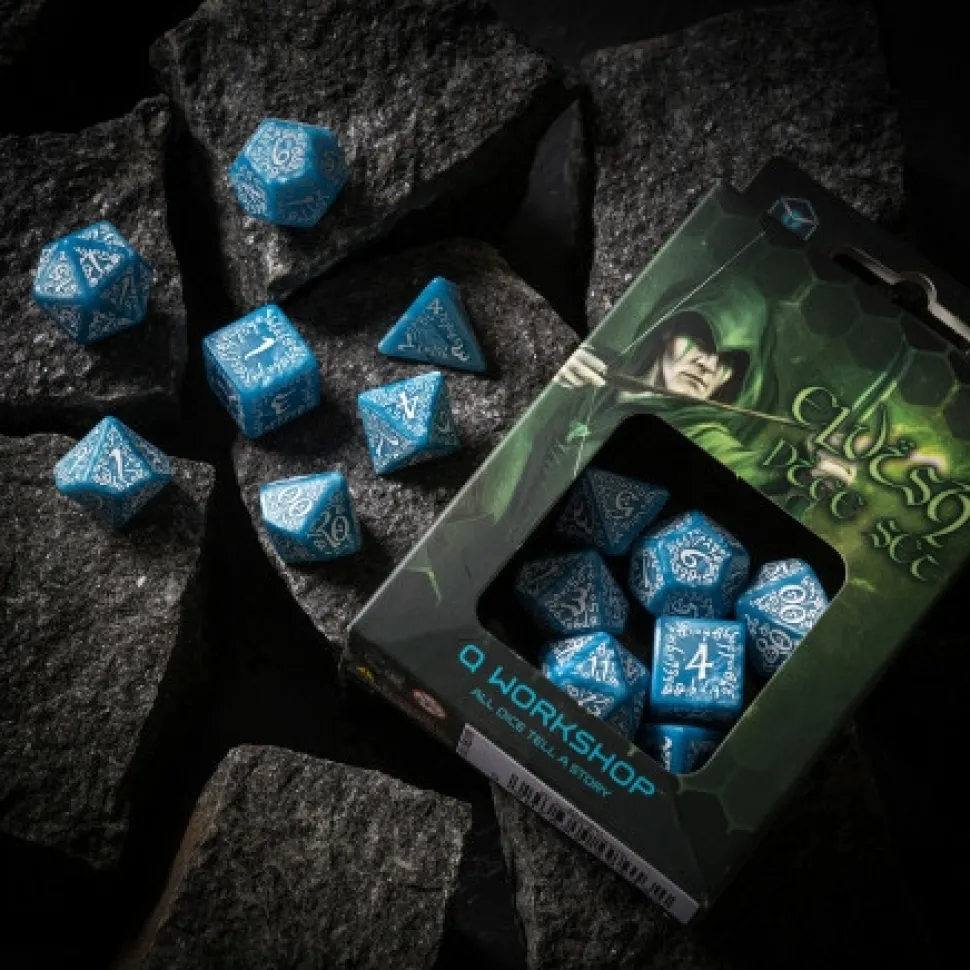 Q Workshop Dobbelstenen>Elvish Glacier & White Dice Set (7)
