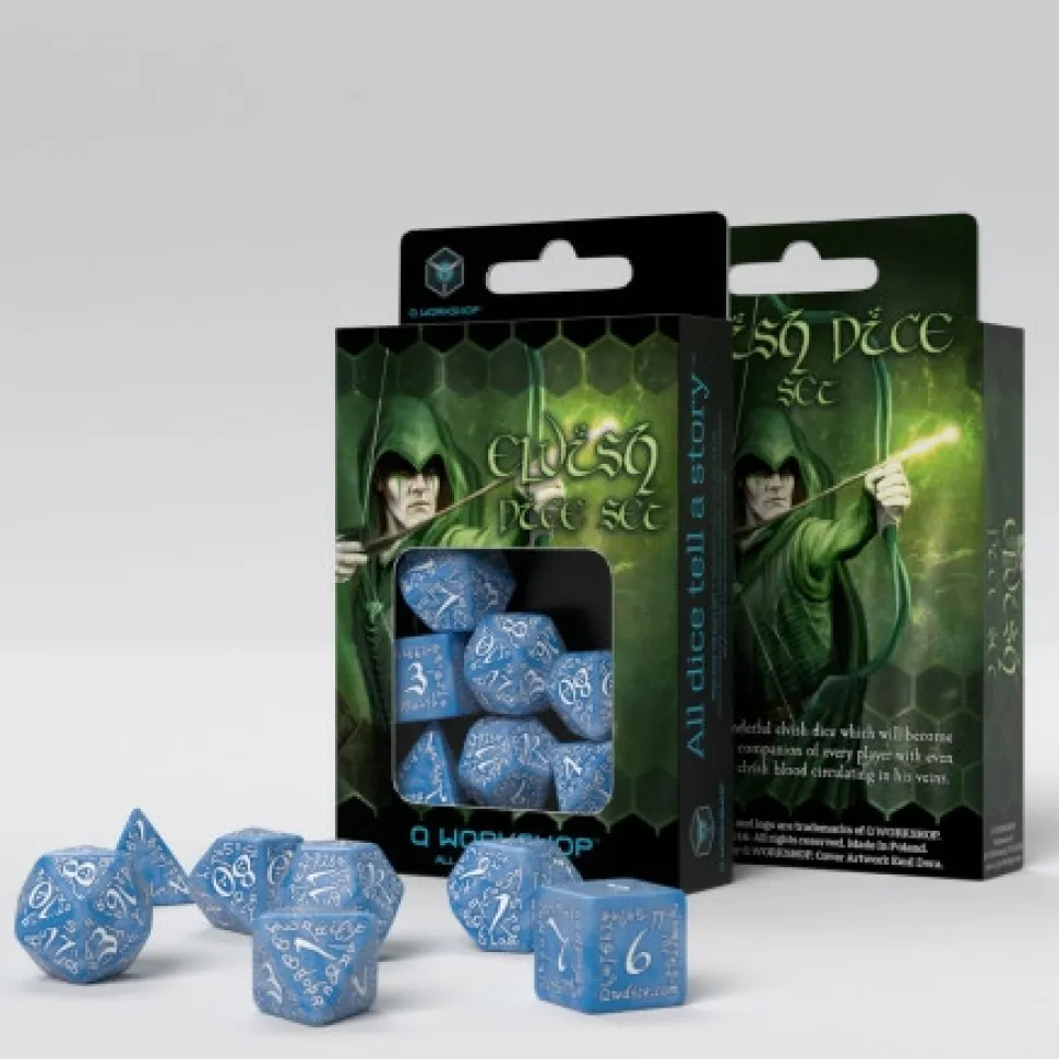 Q Workshop Dobbelstenen>Elvish Glacier & White Dice Set (7)
