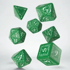 Q Workshop Dobbelstenen>Elvish Green & White Dice Set (7)