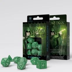 Q Workshop Dobbelstenen>Elvish Green & White Dice Set (7)