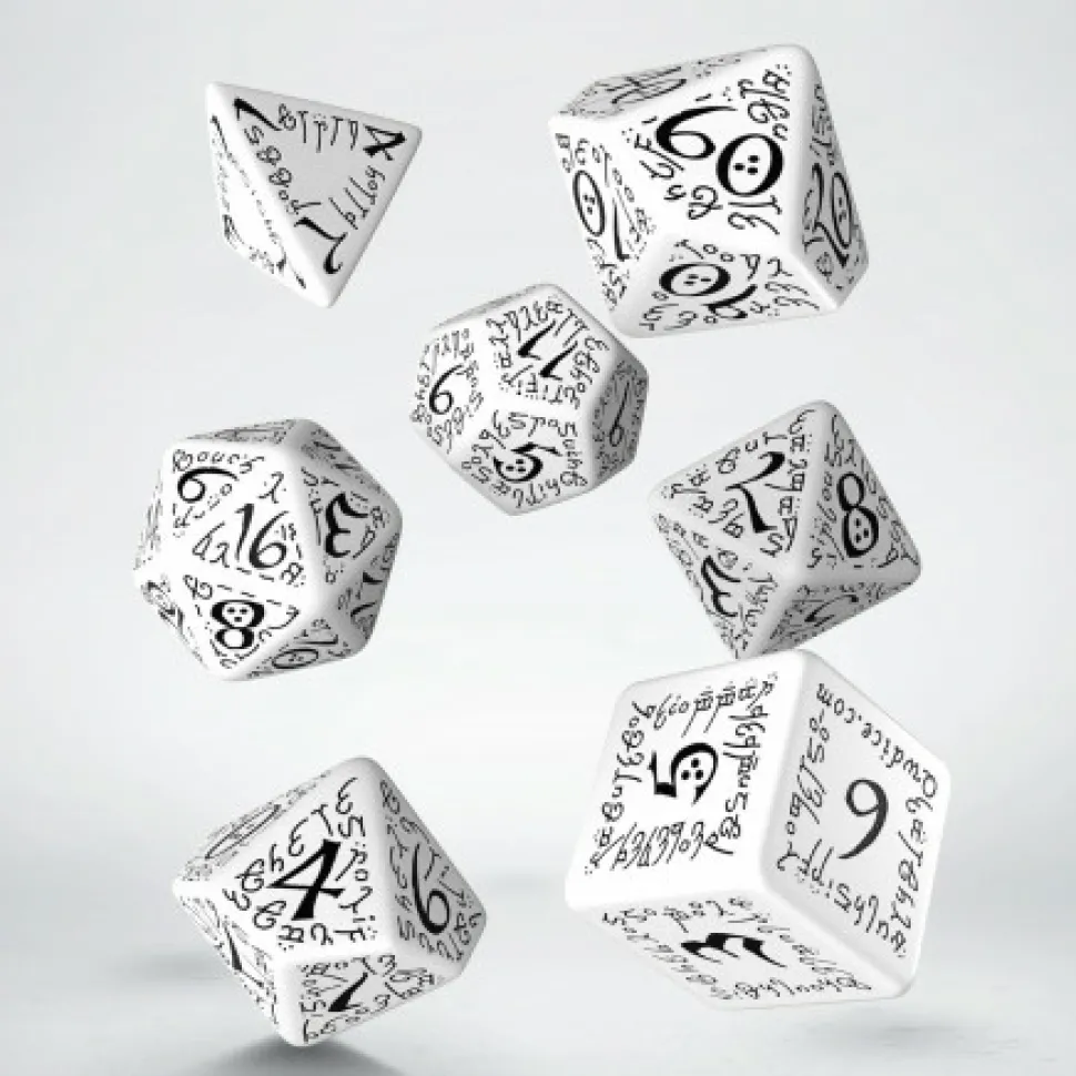 Q Workshop Dobbelstenen>Elvish White & Black Dice Set (7)