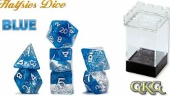 Gate Keeper Games Dobbelstenen>Halfsies Dice - Glitter Edition - Blue (7 Dice Set)