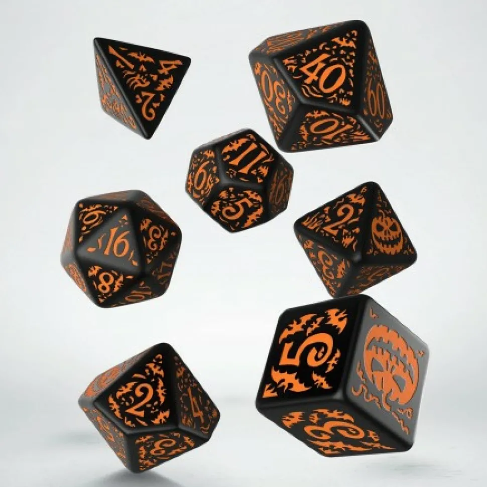 Q Workshop Dobbelstenen>Halloween Pumpkin Black & Orange Dice Set