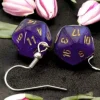 Chessex Oorbellen>Hook Earrings Borealis Royal Purple Mini-Poly D20
