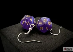Chessex Oorbellen>Hook Earrings Borealis Royal Purple Mini-Poly D20