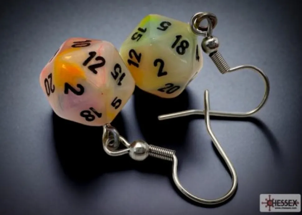 Chessex Oorbellen>Hook Earrings Festive Circus Mini-Poly D20