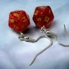 Chessex Oorbellen>Hook Earrings Glitter Ruby Mini-Poly D20