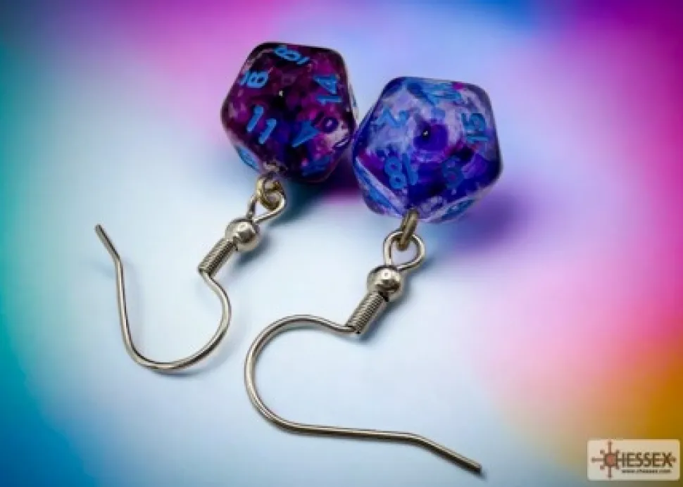 Chessex Oorbellen>Hook Earrings Nebula Nocturnal Mini-Poly D20