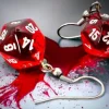 Chessex Oorbellen>Hook Earrings Translucent Red Mini-Poly D20
