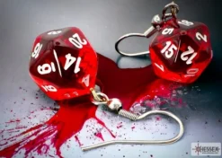 Chessex Oorbellen>Hook Earrings Translucent Red Mini-Poly D20