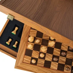 Manopoulou Schaaksets>Houten Schaakset: Olive Burl Schaakbord 50Cm Met Staunton Schaakstukken