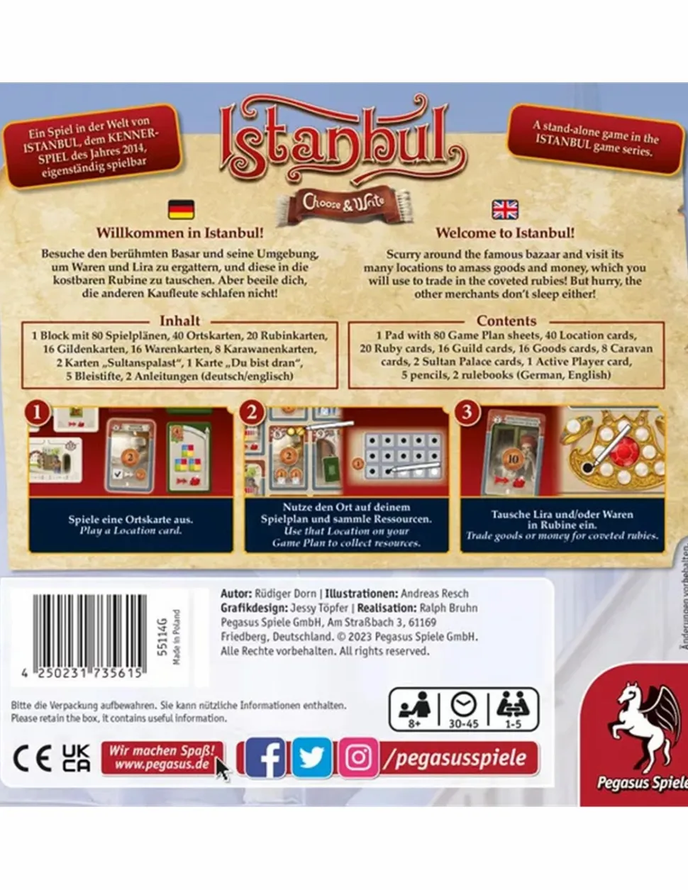 Pegasus Spiele Strategische Spellen>Istanbul - Choose & Write Boardgame (Eng-Ger)