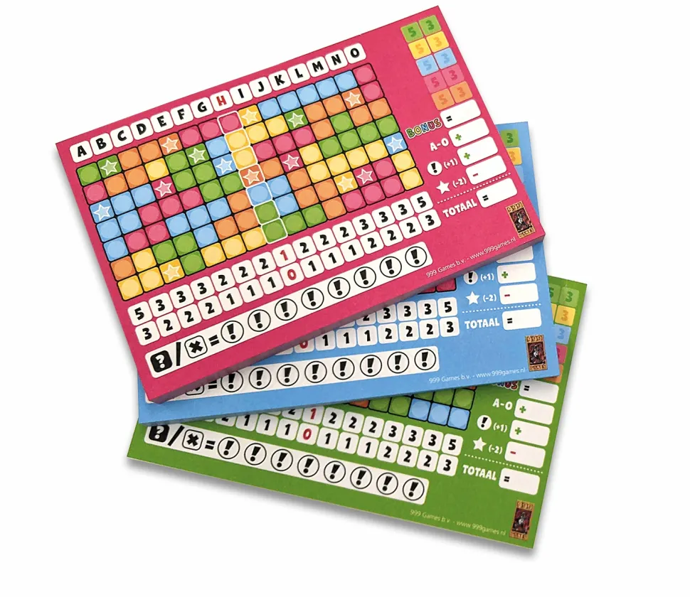 999 Games Dobbelspellen>Keer Op Keer Scoreblok 3 Stuks Level 5, 6 En 7 - Dobbelspel